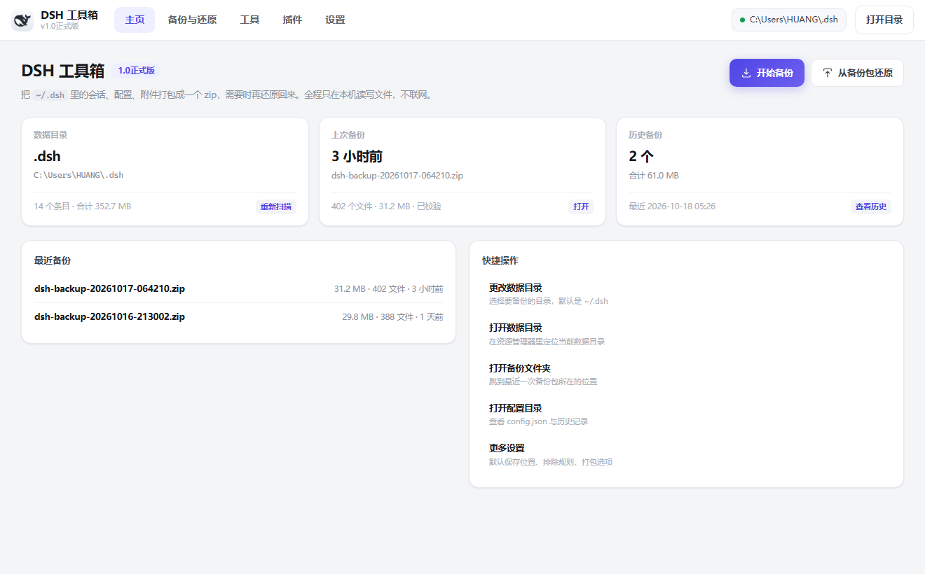 DSH 工具箱界面截图